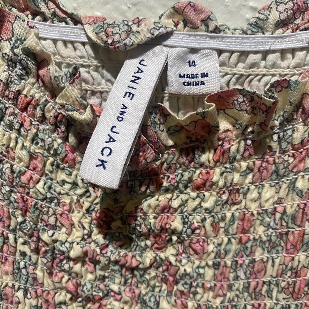 Janie and Jack Pink and Cream Smocked Dress
